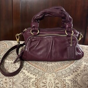 Coach Super Soft Burgundy Leather Handbag with removable shoulder strap